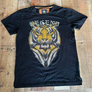 Black Platini Legend Tiger Graphic T-Shirt Crew Neck Short Sleeves Mens Size M